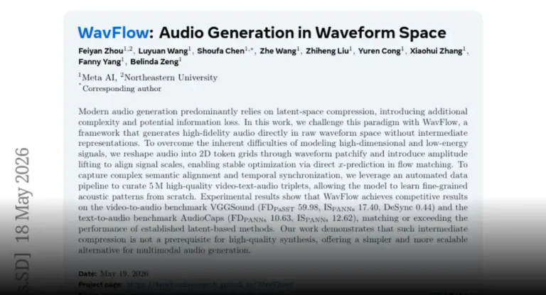 WavFlow Review: Meta Research Introduces A Raw-Waveform Audio Generation Model That Skips Latent Compression